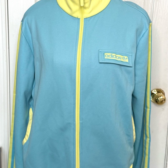 adidas Other - Adidas Originals XL Track Jacket Blue & Yellow Full Zip Retro 3-Stripe Trefoil